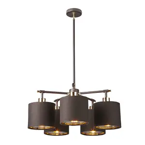 Elstead Balance 5 Light Multi Arm Ceiling Pendant Light Brown, Polished Brass, E27