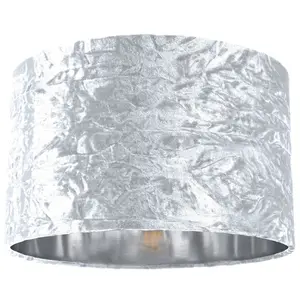 Modern Crushed Velvet Lamp Shade with Shiny Paper Inner White / 15cm H x 20cm W x 20cm D