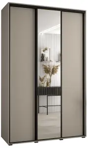 Dakota III Sleek Cashmere Sliding Door Wardrobe 1600mm H2350mm D600mm - Three Doors, One Mirrored, Two Hanging Rails, Six Shelves