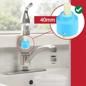 SPARES2GO Mixer Tap Cartridge 40mm Single Monobloc Sink Basin Bath Hot Cold Water Valve