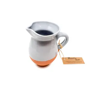 Rustic Pastel Half Dipped Terracotta Kitchen Mini Pourer Jug Grey (12cm)