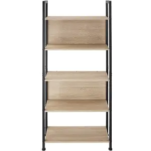 Free-standing presentation shelf Westport 62x24x165.5cm with 5 shelves - industrial wood light, oak Sonoma