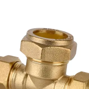 Plumbsure Brass Compression Reducing Tee (Dia) 15mm x 15mm x 22mm