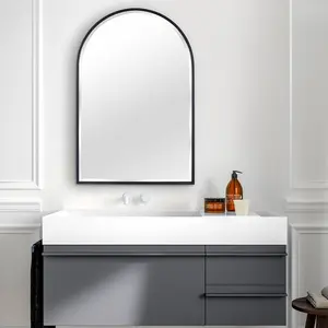 Mcfarren Metal Flat Wall Mirror Matte Black/Bevel Edge