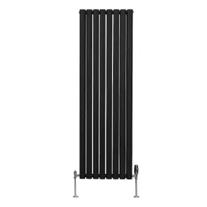 Oval Column Radiator & Valves - 1600mm x 480mm - Black