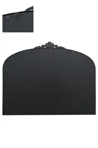 MirrorOutlet Crown - Black Metal Framed Arched Wall Mirror with Decorative Crown 40" X 31" (102CM X 80CM)