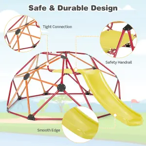 Costway 8FT Dome Climber Kids Toddler Climbing Frame With Slide Geometric Climbing Dome