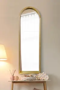 MirrorOutlet The Naturalis Solid Oak Framed Arched Leaner Wall Mirror 120CM X 40CM