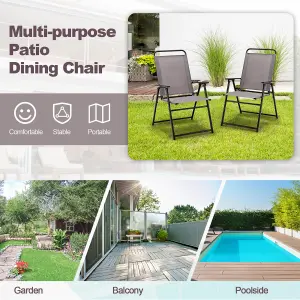 Costway Outdoor Folding Chairs Set of 2 Lightweight High Back Chairs w/ Armrests