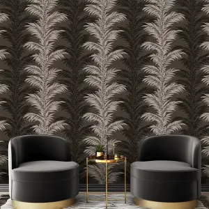 Belgravia Aria Black Fern Leaf Wallpaper 4663