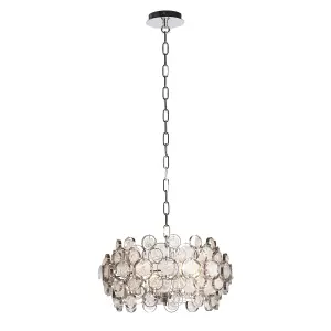 Ceiling Pendant Light Bright Nickel Plate & Clear Glass 4 x 40W E14