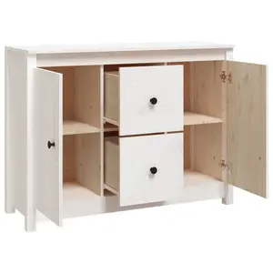 Torres 100Cm 2 Drawer Solid Wood Highboard White