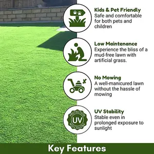 Seville 35mm Artificial Grass, Premium Quality Outdoor Artificial Grass, Fake Grass For Patio-15m(49'2") X 4m(13'1")-60m²