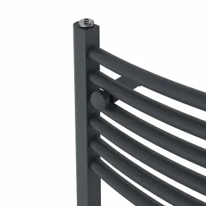 Right Radiators 1800x600 mm Curved Heated Towel Rail Radiator Bathroom Ladder Warmer Anthracite