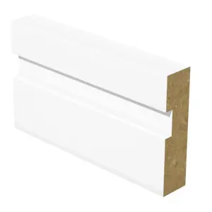 PACK OF 10 - Grooved Square Edge White Primed MDF Architrave - 18mm x 69mm x 2100mm