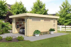 Canberra-Log Cabin, Wooden Garden Room, Timber Summerhouse, Home Office - L422.7 x W600 x H233.7 cm