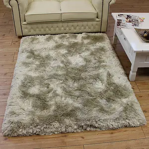 White Easy to clean Plain Handmade , Luxurious , Modern , Plain , Shaggy , Sparkle Rug for Living Room, Bedroom - 140cm X 200cm