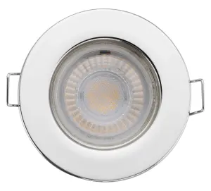 Luceco Eco Silver Chrome effect Fixed LED Fire-rated Warm white Downlight 5W IP65, Pack of 6