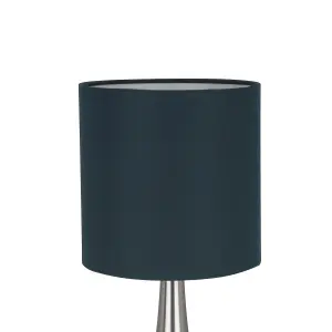 GoodHome Painswick Cylinder Satin Blue Nickel effect Table lamp