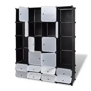 Modular Cabinet with Compartment Storage Cabinet Clothes Organizer Black/White