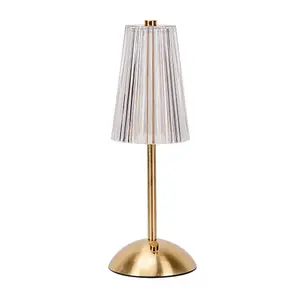 ValueLights Allie Gold and Clear Acrylic Portable USB Rechargeable Touch Table Lamp