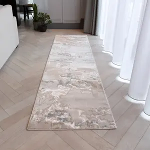 Beige Easy to Clean Abstract Optical/ (3D) Rug For Dining Room Bedroom And Living Room-160cm X 230cm