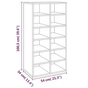 Berkfield Shoe Rack Smoked Oak 54x34x100.5 cm Engineered Wood