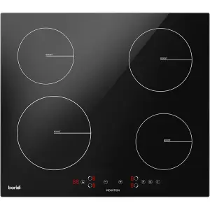 60cm 2800W 4 Zone Induction Cooktop - Black Glass Touch Control