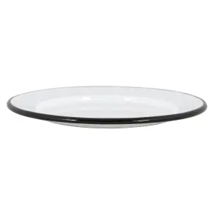 Argon Tableware - White Enamel Side Plates - 20cm - Black - Pack of 12