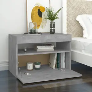 Berkfield TV Cabinet with LED Lights Concrete Grey 60x35x40 cm