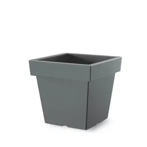 Plant Flower Pot Square Low Planter Pot 3 Sizes Garden Patio Home Large Modern Grey 4.5L - Low