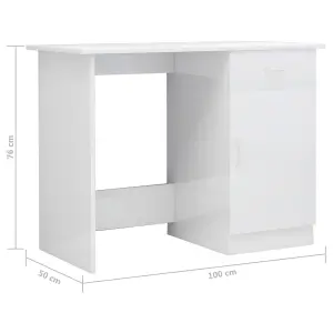 Berkfield Desk High Gloss White 100x50x76 cm Engineered Wood