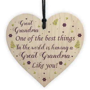 Great Grandma Gift For Birthday Christmas Wooden Heart Grandparent Gifts Handmade Keepsake Gift