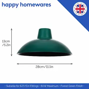 Industrial Retro Designed Matt Forest Green Curved Metal Ceiling Pendant Shade