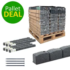 120pcs Grey Roman Stone Lawn Edging Rubber Garden Border - Full Pallet