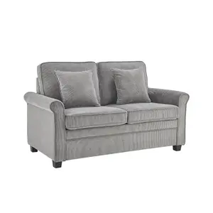 Ramy Corduroy 2 Seater Fold Out Sofa Bed Grey Convertible Sleeper Sofa