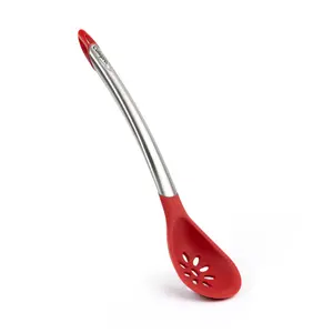 Cuisipro Silicone Slotted Spoon, Black, Heat and Stain Resistant, Dishwasher Safe, 30.5cm Red