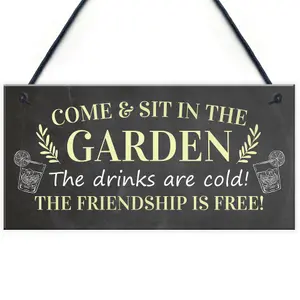 Come Sit In The Garden Sign Hanging Door Sign Garden Shed Summerhouse Plaque