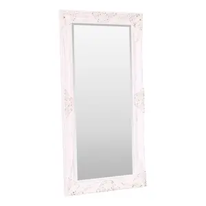 Villanova Solid Wood Flat Wall Mirror Vintage White / 90cm H x 60cm W