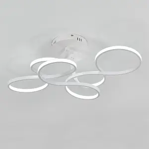 Novel Stylish Curved LED Ceiling Light with Round Canopy 70 cm Cool White