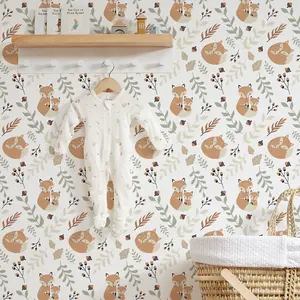 Forest Foxes Wallpaper In Warm Tones