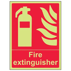 Fire Extinguisher Equipment Sign - Glow in the Dark - 150x200mm (x3)