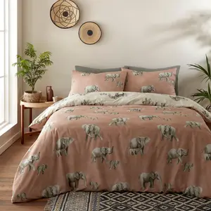 Ella The Elephant Cotton Blend Animal Print Duvet Cover Set with Pillowcases Single - 1 Standard Pillowcase