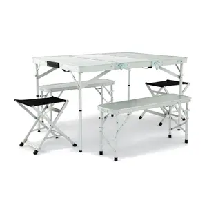 Hi-Gear Elite Picnic Table Set with Table, 2 Benches & 2 Stools