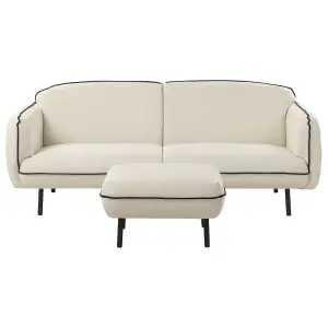 Fabric Sofa with Ottoman Light Beige TONSBERG