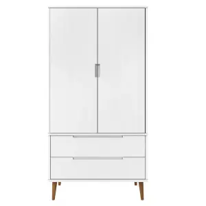 Wardrobe MOLDE White 90x55x175 cm Solid Wood Pine