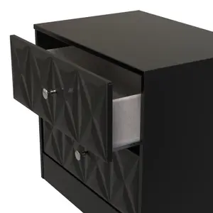 San Jose Ready assembled Black 2 Drawer Bedside chest (H)521mm (W)570mm (D)395mm