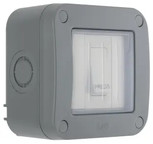 LAP 10A Grey 1 gang Outdoor Weatherproof retractive switch