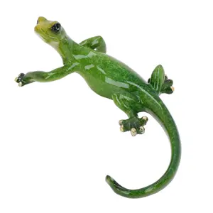 Green Speckled Gecko Lizard Resin Wall Shed Sculpture Statue House Small