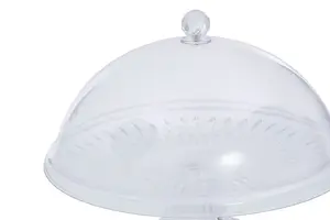 Interiors by Premier Clear Acrylic Cake Stand with Dome Lid, Graceful Glass Cake Stand And Dome Cover, Clear Acrylic Cake Holder